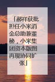 郝祥获批担任小米消金总助兼董秘，小米集团资本版图再现协同扩张